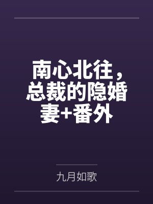 南心北往，总裁的隐婚妻+番外封面